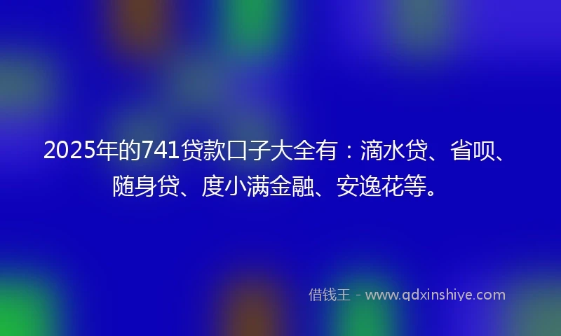 2025年的741贷款口子大全有：滴水贷、省呗、随身贷、度小满金融、安逸花等。
