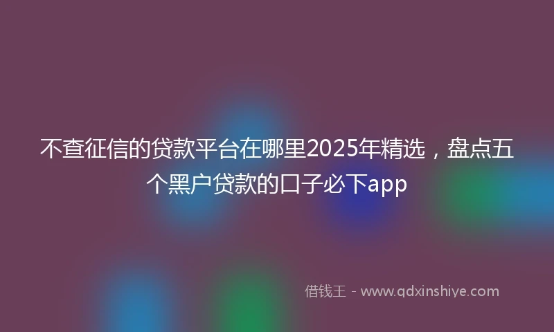 不查征信的贷款平台在哪里2025年精选，盘点五个黑户贷款的口子必下app