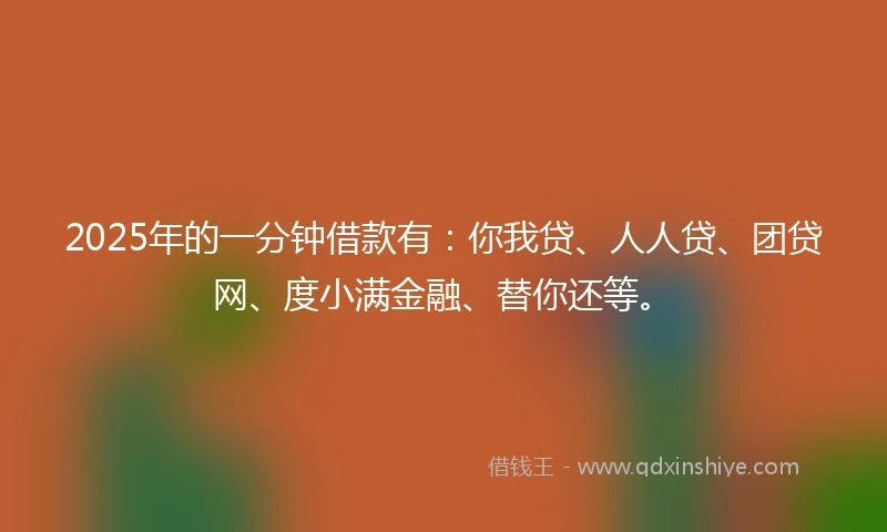 2025年的一分钟借款有：你我贷、人人贷、团贷网、度小满金融、替你还等。