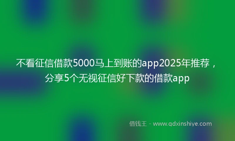 不看征信借款5000马上到账的app2025年推荐，分享5个无视征信好下款的借款app