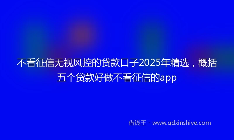不看征信无视风控的贷款口子2025年精选，概括五个贷款好做不看征信的app