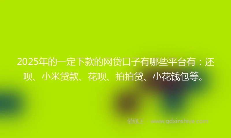 2025年的一定下款的网贷口子有哪些平台有：还呗、小米贷款、花呗、拍拍贷、小花钱包等。