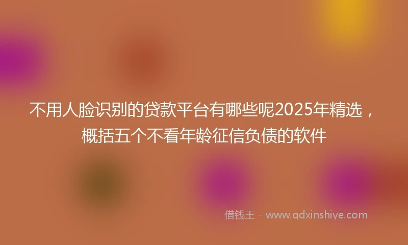 不用人脸识别的贷款平台有哪些呢2025年精选，概括五个不看年龄征信负债的软件