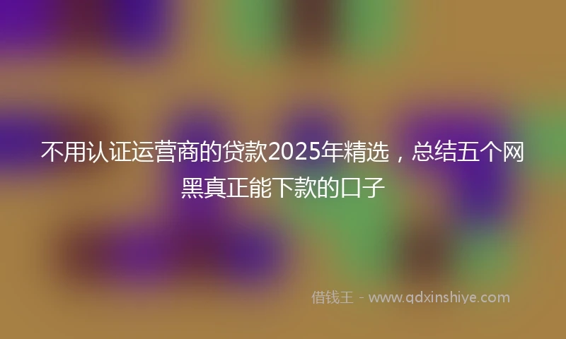 不用认证运营商的贷款2025年精选，总结五个网黑真正能下款的口子