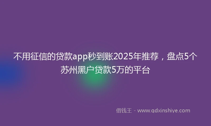 不用征信的贷款app秒到账2025年推荐，盘点5个苏州黑户贷款5万的平台