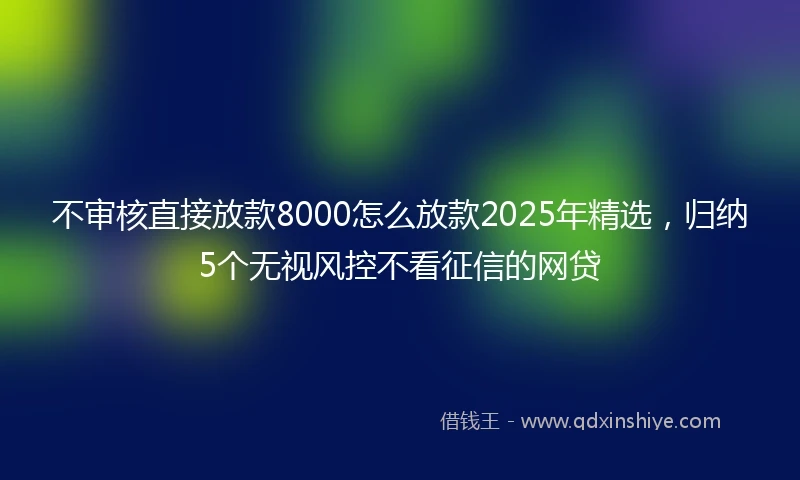不审核直接放款8000怎么放款2025年精选，归纳5个无视风控不看征信的网贷