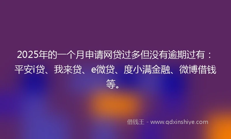 2025年的一个月申请网贷过多但没有逾期过有：平安i贷、我来贷、e微贷、度小满金融、微博借钱等。
