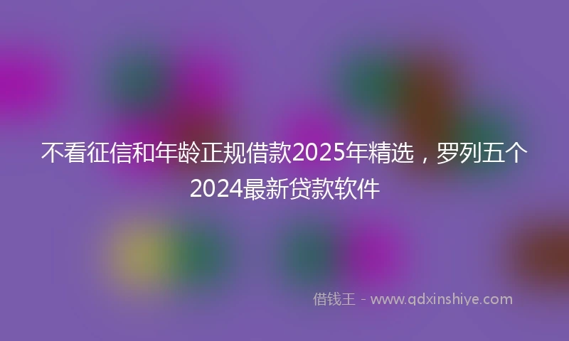 不看征信和年龄正规借款2025年精选，罗列五个2024最新贷款软件