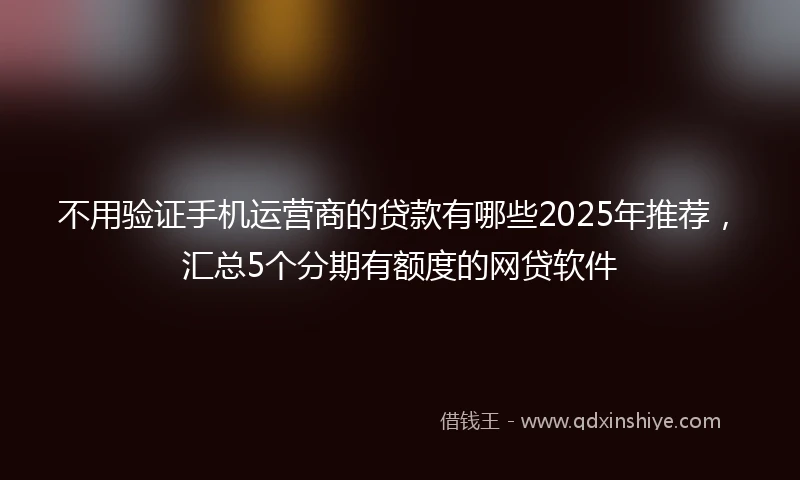 不用验证手机运营商的贷款有哪些2025年推荐，汇总5个分期有额度的网贷软件