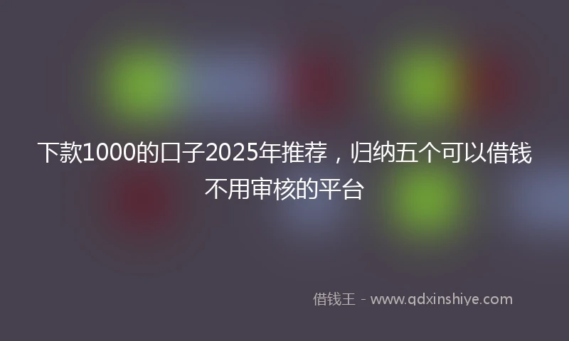 下款1000的口子2025年推荐,归纳五个可以借钱不用审核的平台