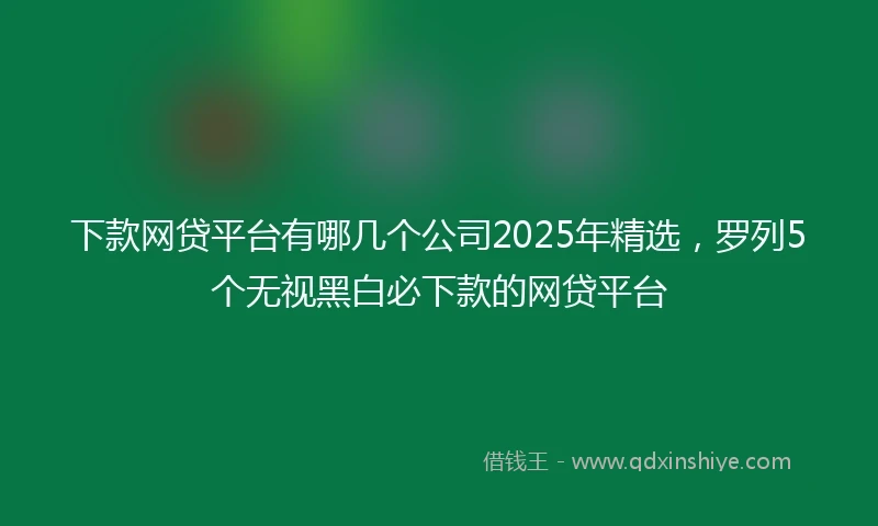 下款网贷平台有哪几个公司2025年精选，罗列5个无视黑白必下款的网贷平台