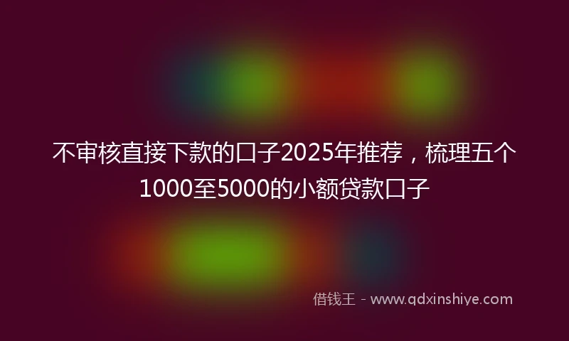 不审核直接下款的口子2025年推荐,梳理五个1000至5000的小额贷款口子