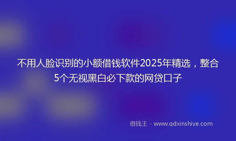 不用人脸识别的小额借钱软件2025年精选，整合5个无视黑白必下款的网贷口子