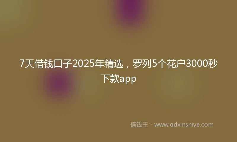7天借钱口子2025年精选，罗列5个花户3000秒下款app