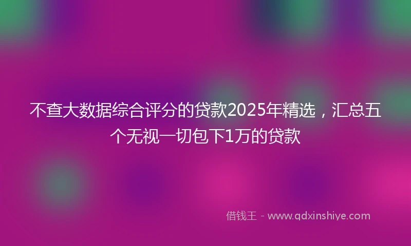 不查大数据综合评分的贷款2025年精选，汇总五个无视一切包下1万的贷款