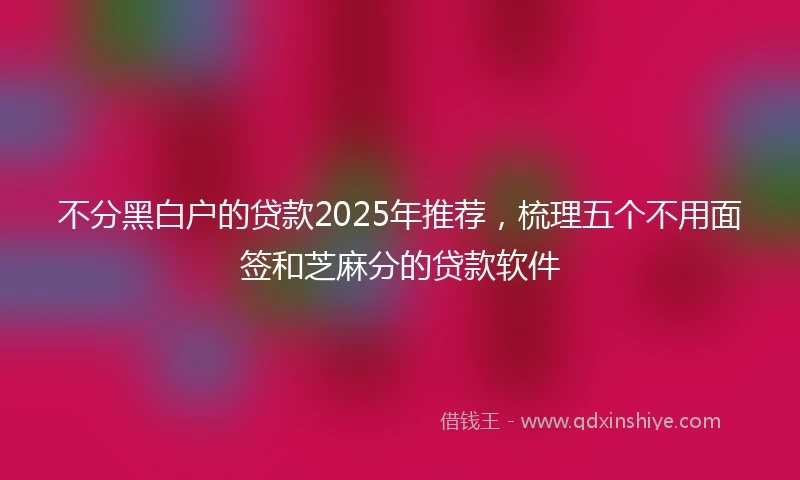 不分黑白户的贷款2025年推荐，梳理五个不用面签和芝麻分的贷款软件