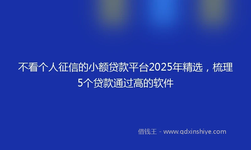 不看个人征信的小额贷款平台2025年精选，梳理5个贷款通过高的软件
