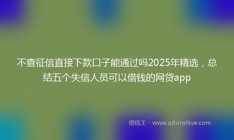 不查征信直接下款口子能通过吗2025年精选，总结五个失信人员可以借钱的网贷app