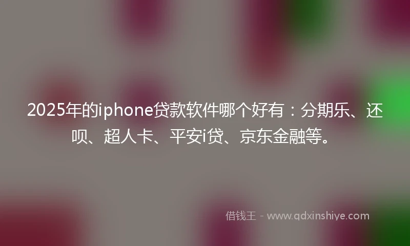 2025年的iphone贷款软件哪个好有：分期乐、还呗、超人卡、平安i贷、京东金融等。