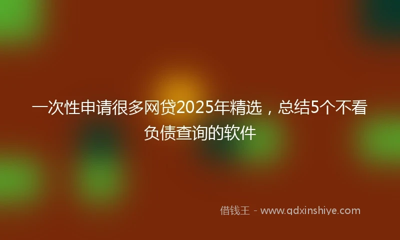 一次性申请很多网贷2025年精选，总结5个不看负债查询的软件