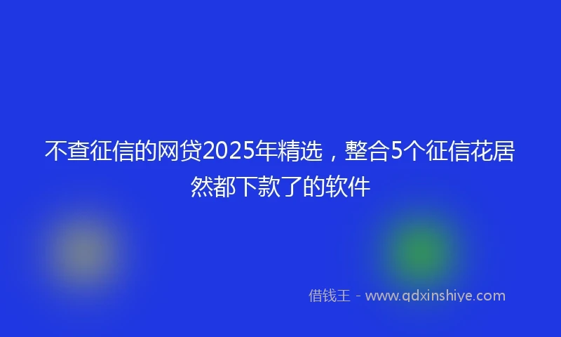 不查征信的网贷2025年精选，整合5个征信花居然都下款了的软件