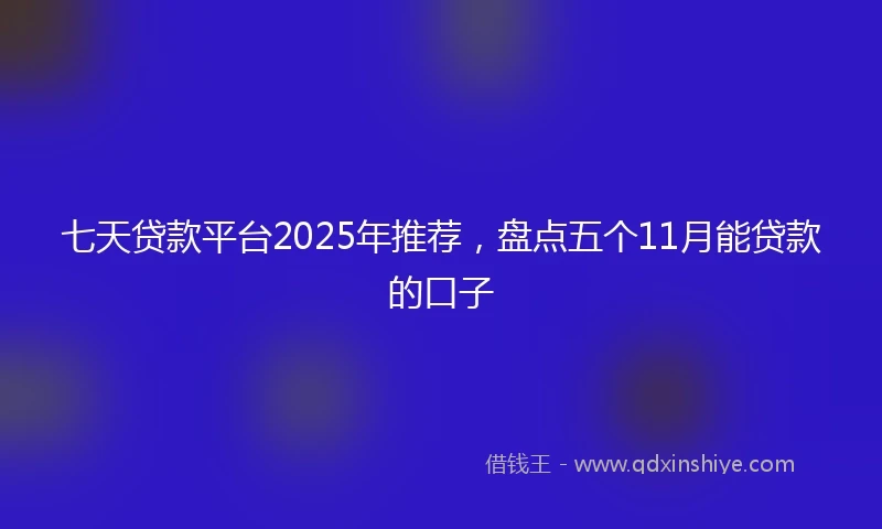 七天贷款平台2025年推荐，盘点五个11月能贷款的口子