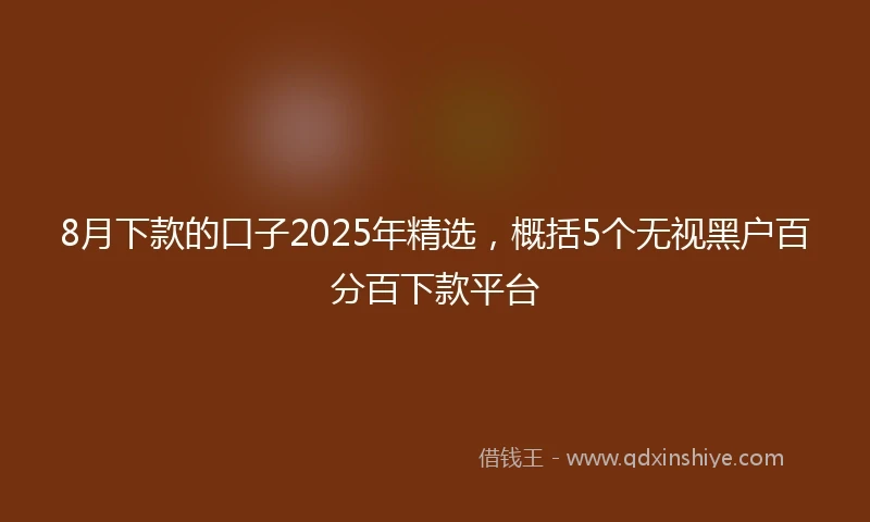 8月下款的口子2025年精选，概括5个无视黑户百分百下款平台