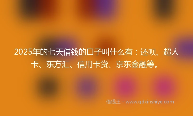 2025年的七天借钱的口子叫什么有：还呗、超人卡、东方汇、信用卡贷、京东金融等。