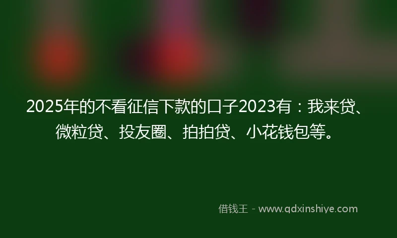 2025年的不看征信下款的口子2023有：我来贷、微粒贷、投友圈、拍拍贷、小花钱包等。