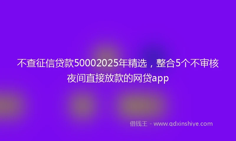 不查征信贷款50002025年精选，整合5个不审核夜间直接放款的网贷app