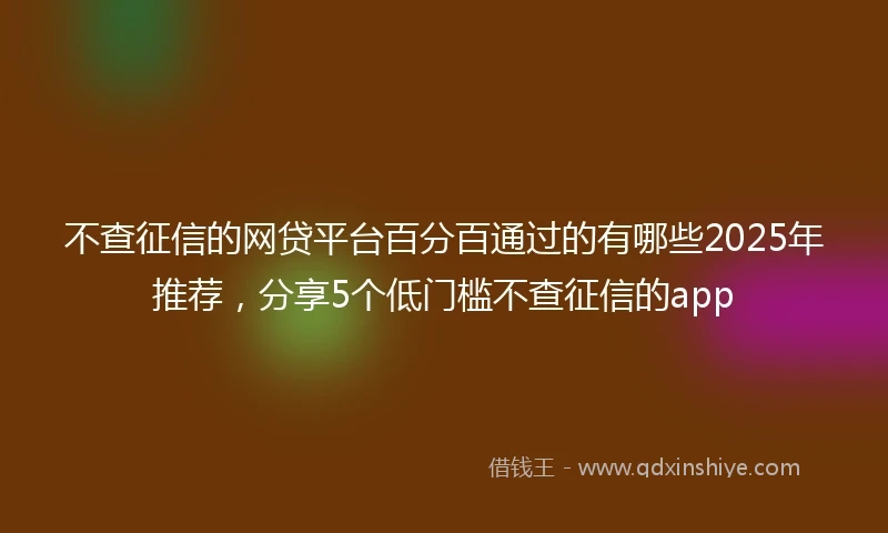 不查征信的网贷平台百分百通过的有哪些2025年推荐，分享5个低门槛不查征信的app