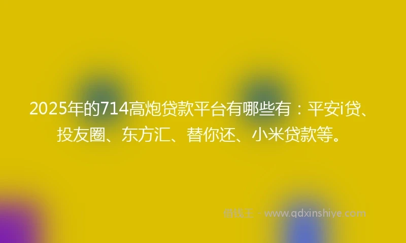 2025年的714高炮贷款平台有哪些有：平安i贷、投友圈、东方汇、替你还、小米贷款等。
