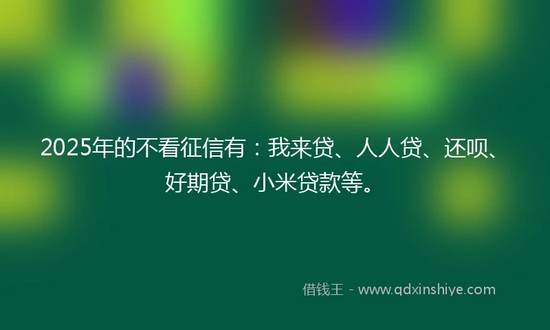 2025年的不看征信有：我来贷、人人贷、还呗、好期贷、小米贷款等。