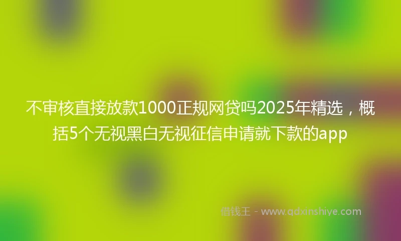 不审核直接放款1000正规网贷吗2025年精选，概括5个无视黑白无视征信申请就下款的app