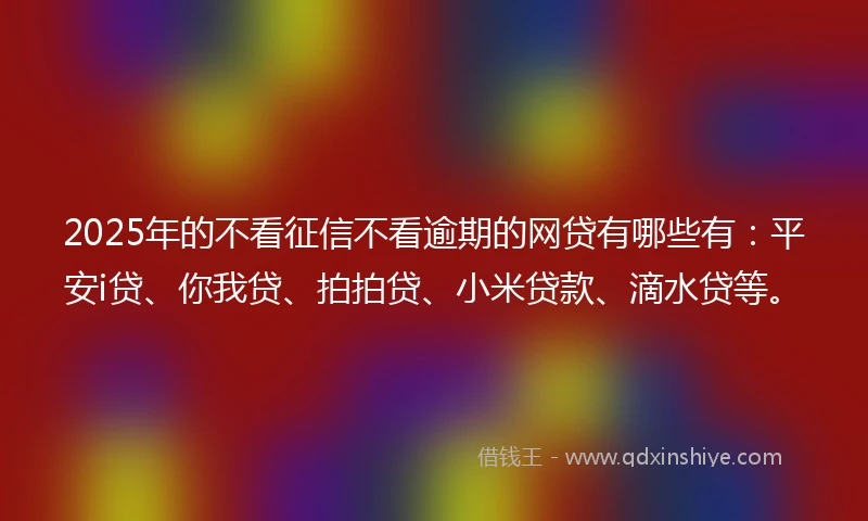 2025年的不看征信不看逾期的网贷有哪些有：平安i贷、你我贷、拍拍贷、小米贷款、滴水贷等。