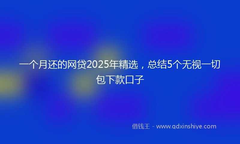 一个月还的网贷2025年精选，总结5个无视一切包下款口子