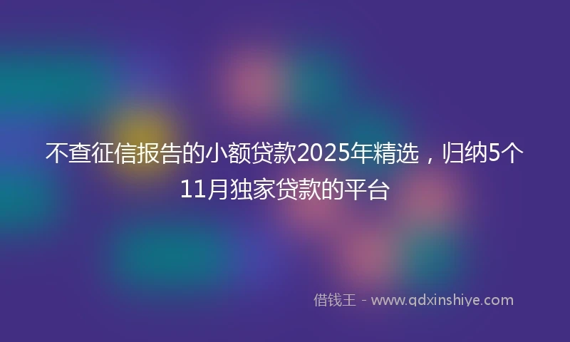 不查征信报告的小额贷款2025年精选，归纳5个11月独家贷款的平台
