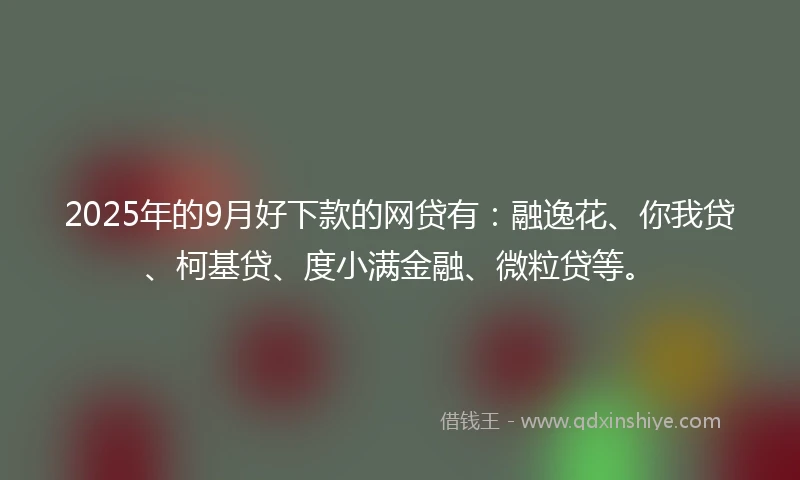 2025年的9月好下款的网贷有：融逸花、你我贷、柯基贷、度小满金融、微粒贷等。