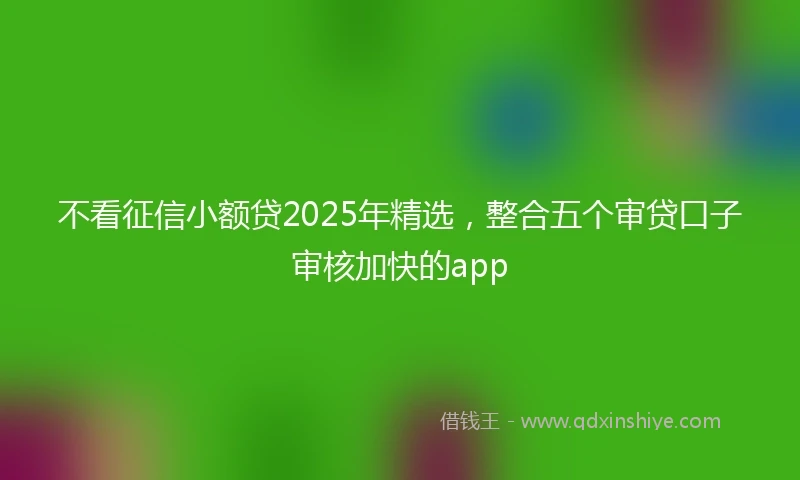 不看征信小额贷2025年精选，整合五个审贷口子审核加快的app
