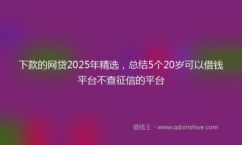 下款的网贷2025年精选，总结5个20岁可以借钱平台不查征信的平台