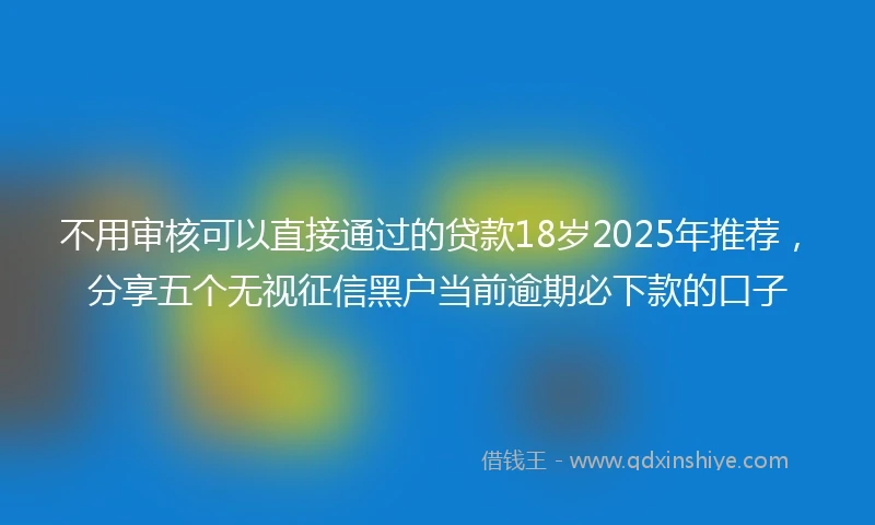 不用审核可以直接通过的贷款18岁2025年推荐，分享五个无视征信黑户当前逾期必下款的口子