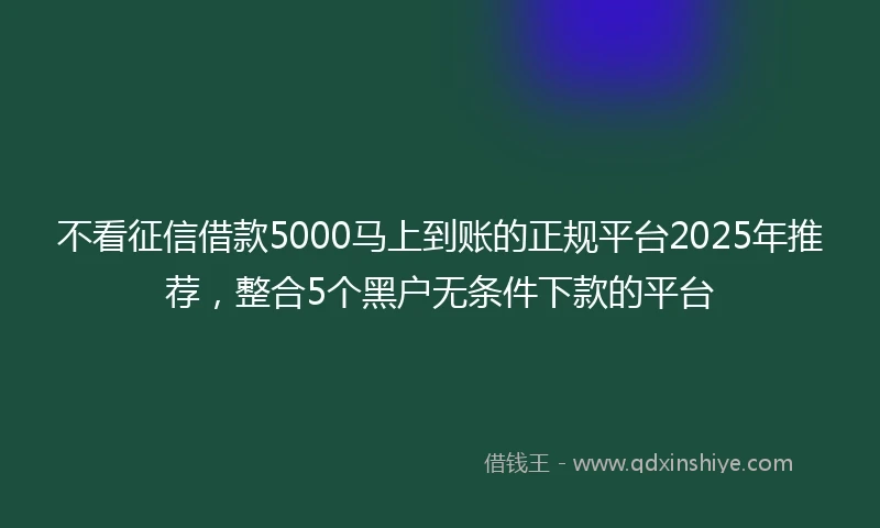 不看征信借款5000马上到账的正规平台2025年推荐，整合5个黑户无条件下款的平台