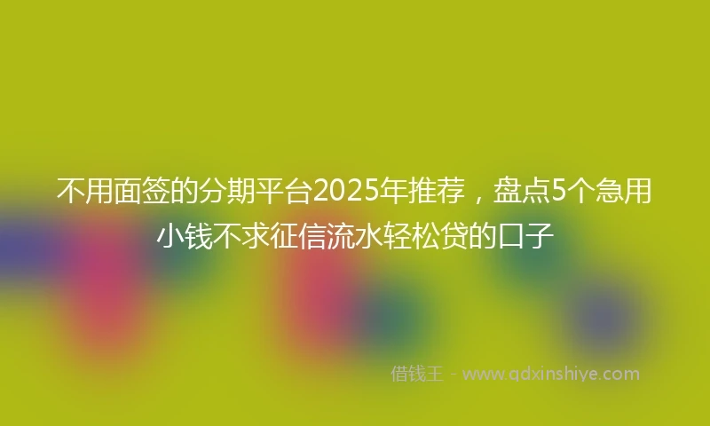 不用面签的分期平台2025年推荐，盘点5个急用小钱不求征信流水轻松贷的口子