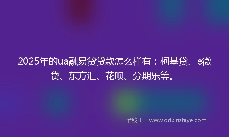 2025年的ua融易贷贷款怎么样有：柯基贷、e微贷、东方汇、花呗、分期乐等。