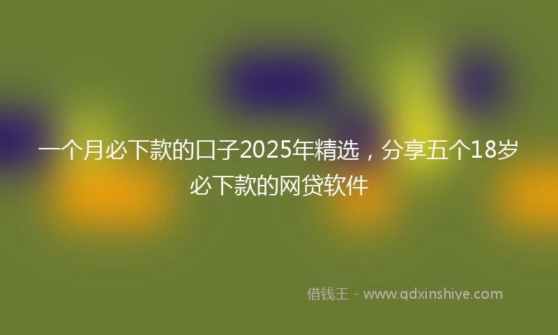 一个月必下款的口子2025年精选,分享五个18岁必下款的网贷软件
