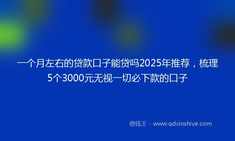 一个月左右的贷款口子能贷吗2025年推荐，梳理5个3000元无视一切必下款的口子