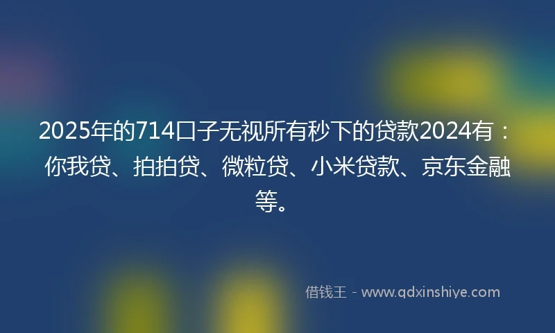 2025年的714口子无视所有秒下的贷款2024有：你我贷、拍拍贷、微粒贷、小米贷款、京东金融等。