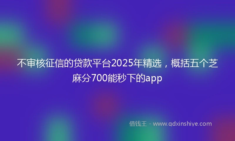 不审核征信的贷款平台2025年精选，概括五个芝麻分700能秒下的app