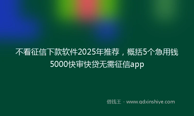 不看征信下款软件2025年推荐，概括5个急用钱5000快审快贷无需征信app