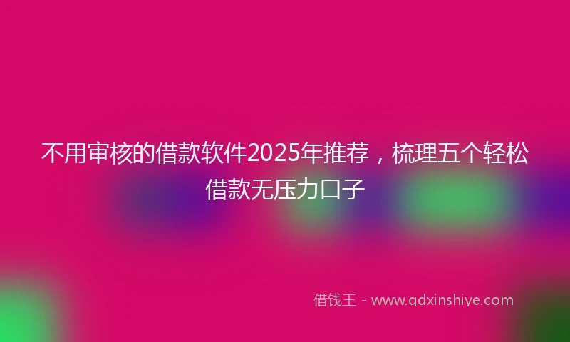 不用审核的借款软件2025年推荐，梳理五个轻松借款无压力口子